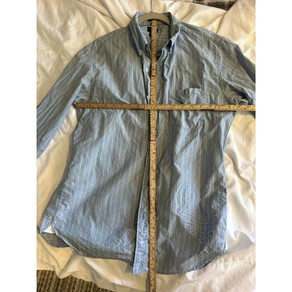 J.Crew Men's Slim Fit Striped Button Down Shirt Medium Blue Green Preppy Cotton